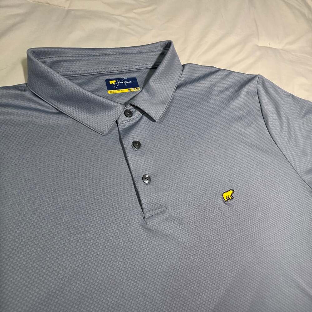 Jack Nicklaus Men's Gray Textured Golden Bear Golf Polo Shirt XXL